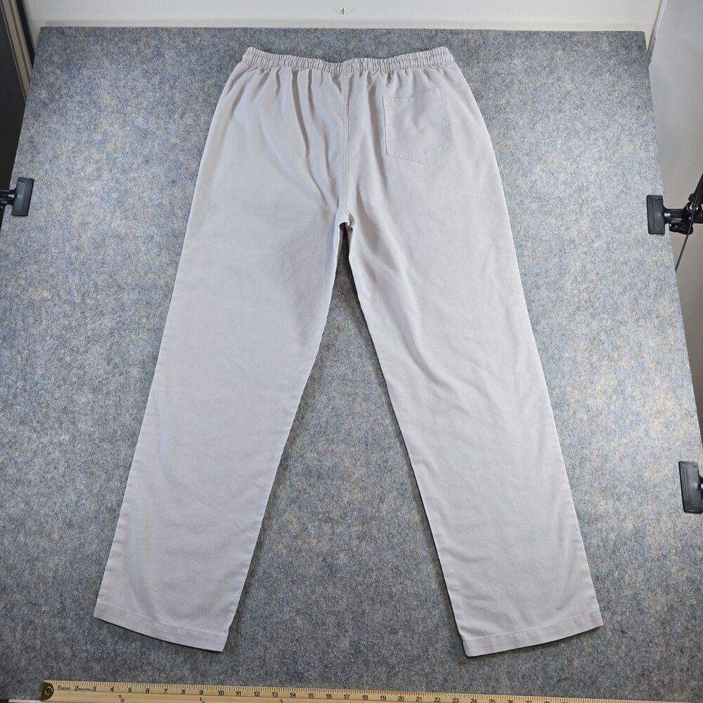Coofandy Men's Linen Blend Elastic Waist Straight Leg Casual Pants Size L Ivory - Picture 2 of 8